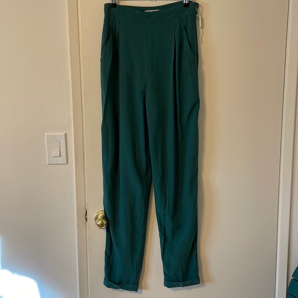 High waste emerald green trousers